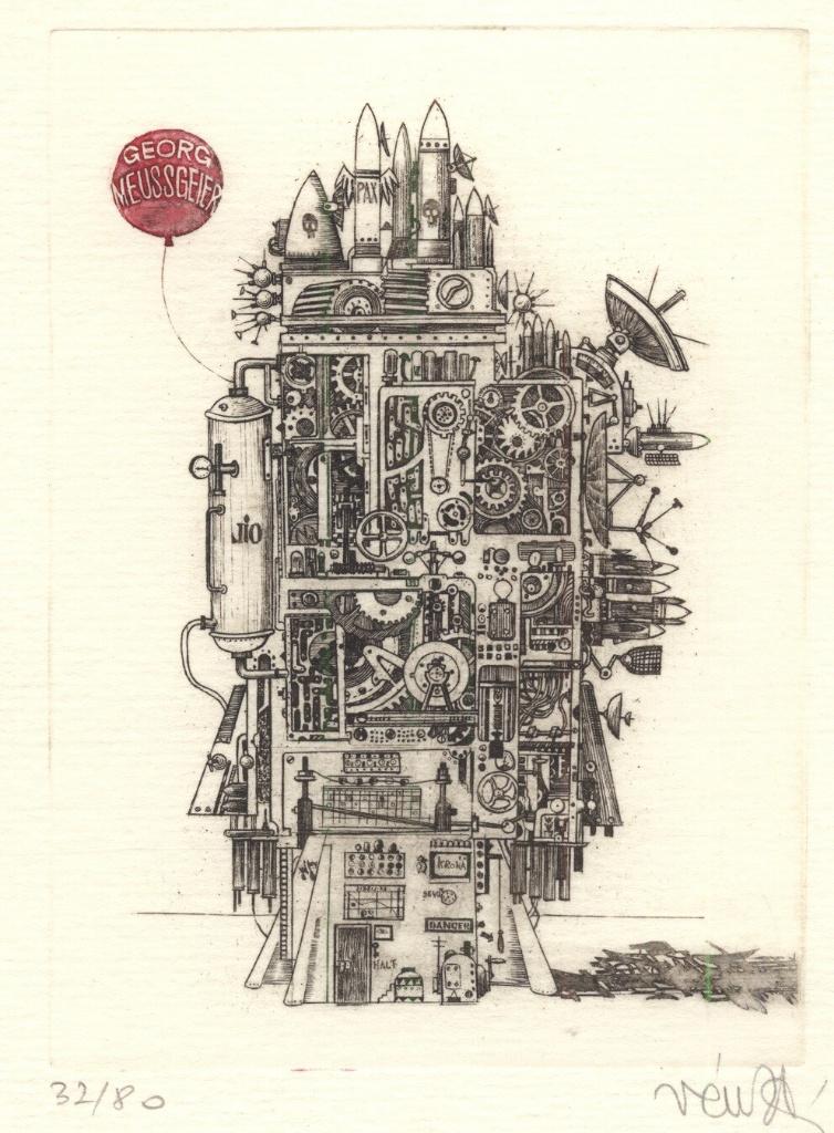 1417 Ex Libris Hongarije : Zoltán Vén, 1980, Antiek en Kunst, Kunst | Etsen en Gravures, Verzenden