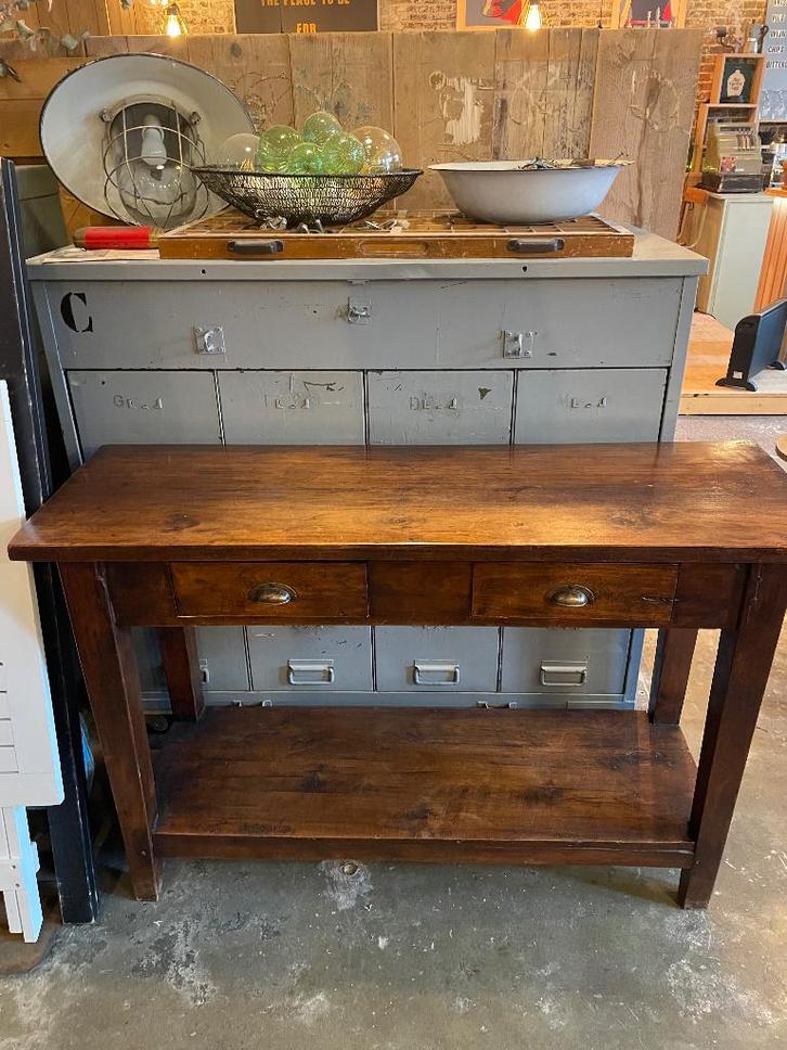 Vintage teakhouten sidetable, Antiek en Kunst, Curiosa en Brocante, Ophalen