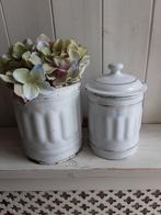 2 Franse emaille voorraadbussen, Ophalen of Verzenden