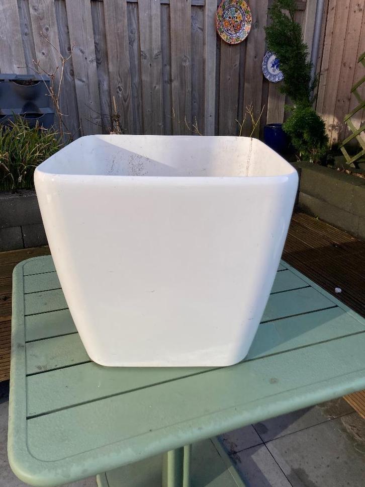 Lechuza Quadro Bloempot 44 cm – Wit, Tuin en Terras, Bloempotten, Gebruikt, Kunststof, Binnen, 40 tot 70 cm, 40 cm of meer, Vierkant