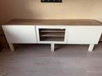 Moderne TV Meubel - Wit & Hout, Ophalen, Kunststof, Gebruikt, 100 tot 150 cm
