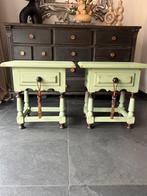 Vintage, set van 2 opgeknapte nachtkastjes met lade, Ophalen, Gebruikt, Hout