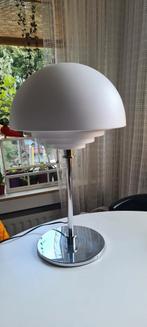 Vintage zware grote tafellamp, wit, chroom, Scandinavisch, Ophalen of Verzenden, Gebruikt, Minder dan 50 cm