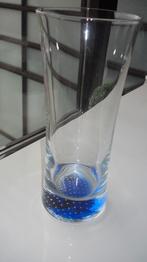 Heldere Vaas met blauw-Spijkervoet, Antiek en Kunst, Antiek | Glas en Kristal, Ophalen of Verzenden