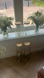 6x sapdispenser van glas met houten deksel, Glas of Glazen, Verzenden, Overige stijlen, Glas
