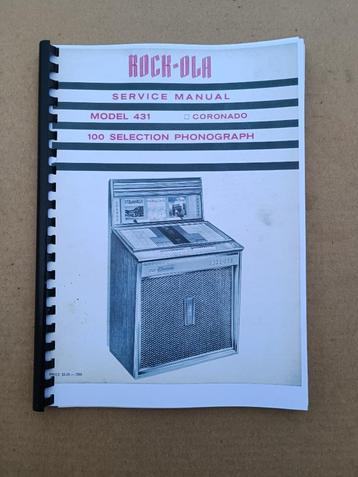 Service Manual: Rock-Ola 431/ Coronado (1966) jukebox Nieuw  beschikbaar voor biedingen