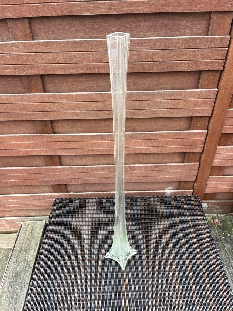 Elegante glazen vaas - Hoog model, Verzenden, Wit, 75 cm of meer, Glas