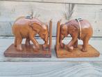 Vintage Houten Boekensteunen Olifanten, Ophalen of Verzenden