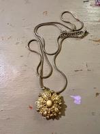 Vintage goudklr kettinghanger strass costume jewelry ketting, Sieraden, Tassen en Uiterlijk, Kettingen, Overige materialen, Gebruikt