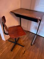 Vintage schoolbureautje en stoeltje, Ophalen, Gebruikt, Tafel(s) en Stoel(en)