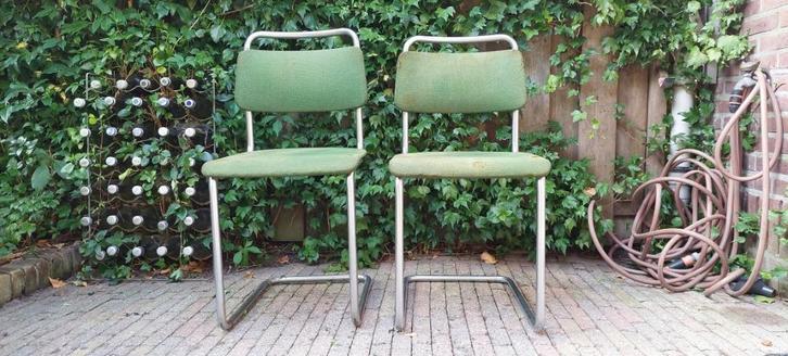 Gispen 101, Huis en Inrichting, Stoelen, Gebruikt, Twee, Hout, Metaal, Overige kleuren, Ophalen