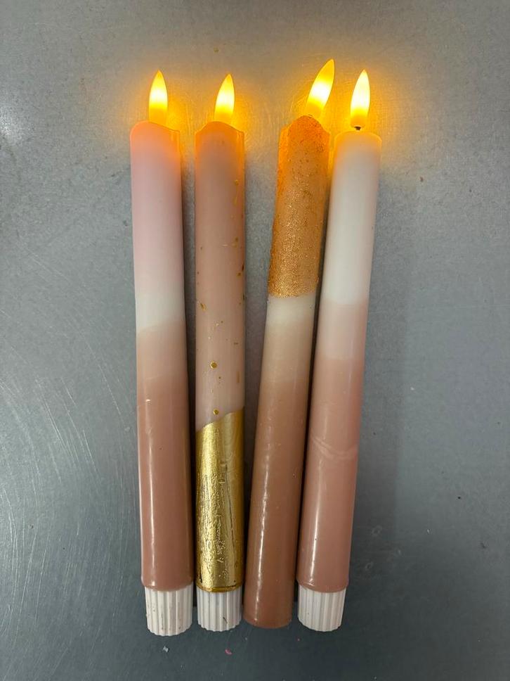 LED Kaarsen Set - Beige Goud - Timer, Huis en Inrichting, Woonaccessoires | Kandelaars en Kaarsen, Nieuw, Kaars, Minder dan 25 cm