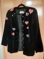 Vintage Velvet Colbertje met Hartjes - Maat S, Zwart, Ophalen of Verzenden, Zo goed als nieuw, Jasje