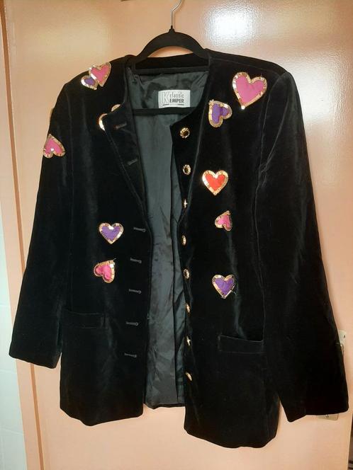 Vintage Velvet Colbertje met Hartjes - Maat S, Kleding | Dames, Jasjes, Kostuums en Pakken, Zo goed als nieuw, Jasje, Maat 36 (S)