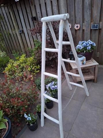 Teakhouten witte decoratie ladder Tilburg beschikbaar voor biedingen