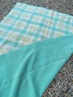 Vintage 100% wollen deken groot 176x225 groen geel wit, Huis en Inrichting, Ophalen of Verzenden, Zo goed als nieuw