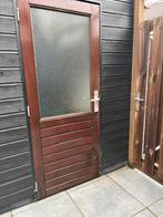 Hardhouten Schuurdeur met Draadglas, Doe-het-zelf en Verbouw, Deuren en Horren, Ophalen, Gebruikt, 80 tot 100 cm, Buitendeur