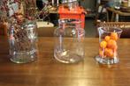 Brocante - Duo decoratieve glazen vazen!, Glas, Gebruikt, Ophalen of Verzenden