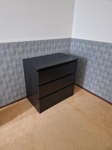 Malm ladekast 3 lades zwart - afbeelding 2