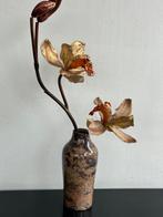 Granieten vaas +  zijde orchidee 34cm, Verzamelen, Gebruikt, Ophalen of Verzenden