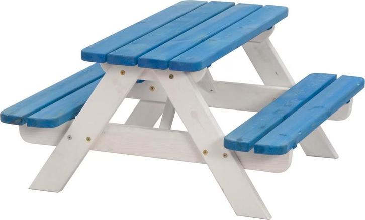 SenS-Line Mickey Kinderpicknickbank - Blauw/Wit, Tuin en Terras, Picknicktafels, Nieuw, Rechthoekig, Hout, Kinderpicknicktafel