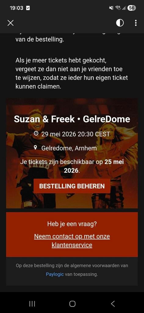 Ticket suzan en freek 29 mei zitplaats met parkeerkaart, Tickets en Kaartjes, Evenementen en Festivals, Eén persoon