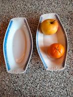 Vintage Schaal Set - Porselein met Blauwe Rand, Porselein of Keramiek, Schaal, Ophalen of Verzenden, Zo goed als nieuw