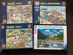 4 puzzels, Hobby en Vrije tijd, Ophalen of Verzenden, 500 t/m 1500 stukjes, Gebruikt