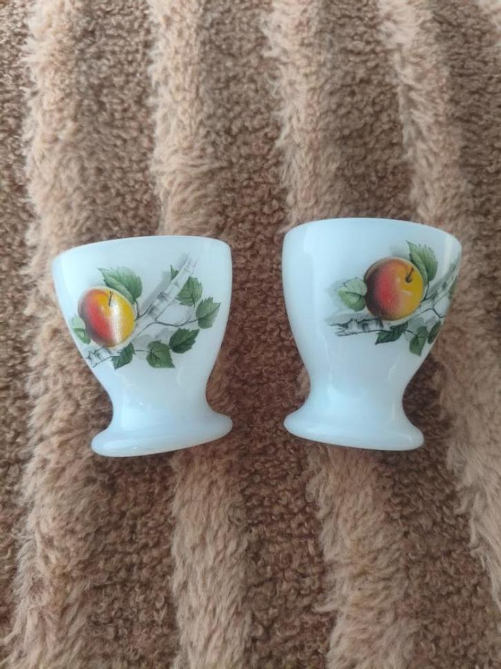 Arcopal fruits de France glazen eierdopjes, Huis en Inrichting, Keuken | Servies, Zo goed als nieuw, Overige typen, Overige stijlen