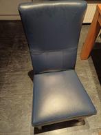 6 Blauwe Lederen Eetkamerstoelen, Huis en Inrichting, Stoelen, Ophalen of Verzenden
