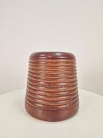Vintage aardewerk geribbelde cilinder bloempot vaas pot '60, N, Rond, Binnen, Ophalen of Verzenden