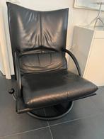 Rolf Benz Torino in zwart leder, Huis en Inrichting, Fauteuils, Ophalen, Gebruikt, Minder dan 75 cm, Leer