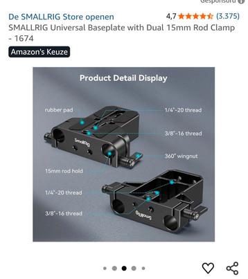 SmallRig Universele Baseplate met 15mm Rod Clamp beschikbaar voor biedingen