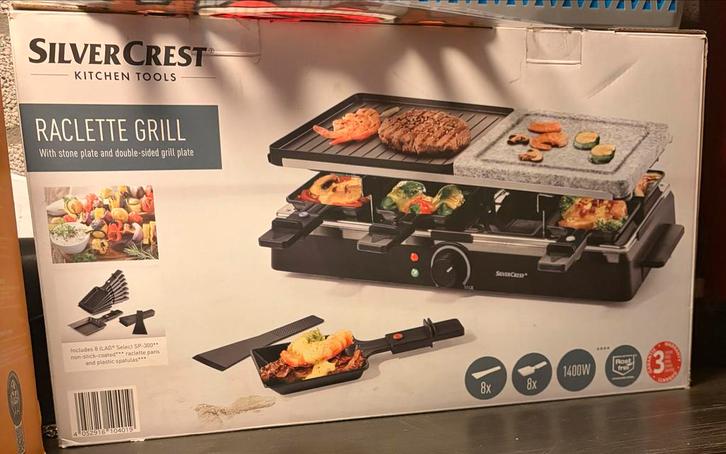 SilverCrest Raclette Grill met steenplaat, Witgoed en Apparatuur, Grillplaten, Nieuw, Steengrill, Vaatwasmachinebestendig, Ophalen