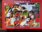 Castorland puzzel 1500 stukjes, zgan, poezen en kittens, Ophalen of Verzenden, 500 t/m 1500 stukjes, Zo goed als nieuw, Legpuzzel