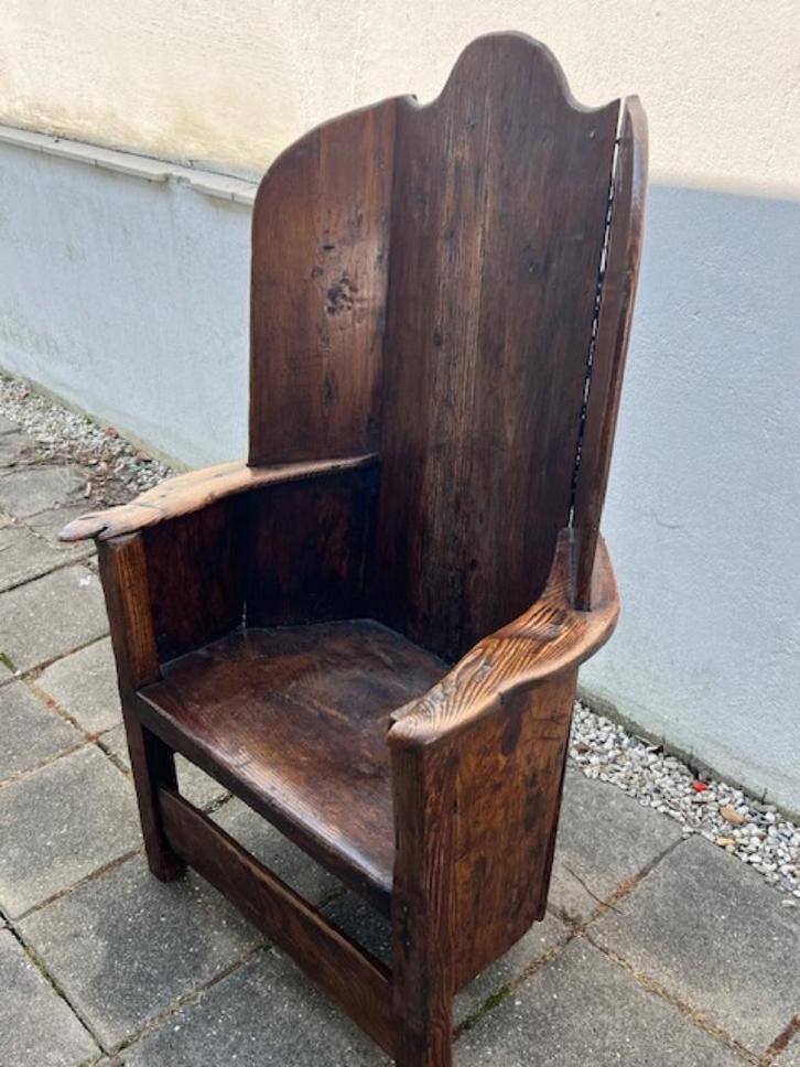 Antieke "Lambing chair", 1e deel 18e eeuw. eikenhout, UK, Antiek en Kunst, Antiek | Meubels | Stoelen en Banken, Ophalen