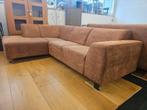 Hoekbank- Microvezel- Cognac, Huis en Inrichting, Banken | Bankstellen, Gebruikt, Minder dan 75 cm, Hoekbank, Driepersoons
