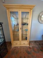 Eiken vitrinekast/servieskast/boekenkast met 2 laden, Huis en Inrichting, Kasten | Vitrinekasten, Ophalen, 100 tot 150 cm, Eikenhout