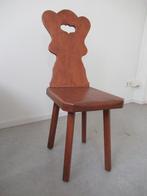 vintage houten brutalist stoeltje, Ophalen, Gebruikt, Bruin, Vintage