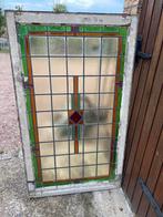 Antiek glas in lood raam 79,5 breed en 137 lang, Doe-het-zelf en Verbouw, Glas en Ramen, Ophalen, Zo goed als nieuw, Minder dan 80 cm