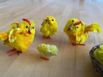 7 Vintage Pasen Kippen en Kuikentjes glazen oogjes mandjes, Ophalen of Verzenden, Zo goed als nieuw