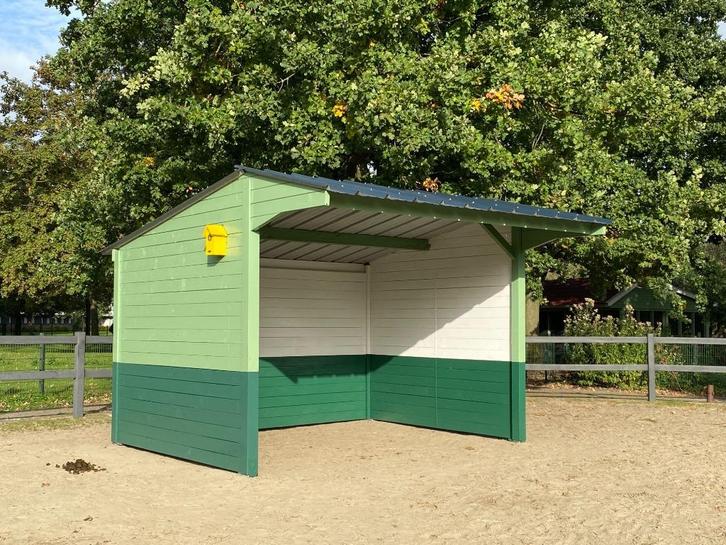 Schuilhok 3x4m + Luifel in massief Douglashout., Dieren en Toebehoren, Stalling en Weidegang, Stalling, 2 of 3 paarden of pony's