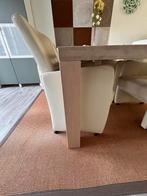 6 Leren Eetkamerstoelen - Roomwit - Verstelbaar, Huis en Inrichting, Fauteuils, Ophalen, Minder dan 75 cm, Leer, Zo goed als nieuw