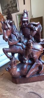 Houten beeldje Sint Joris met de Draak., Ophalen of Verzenden
