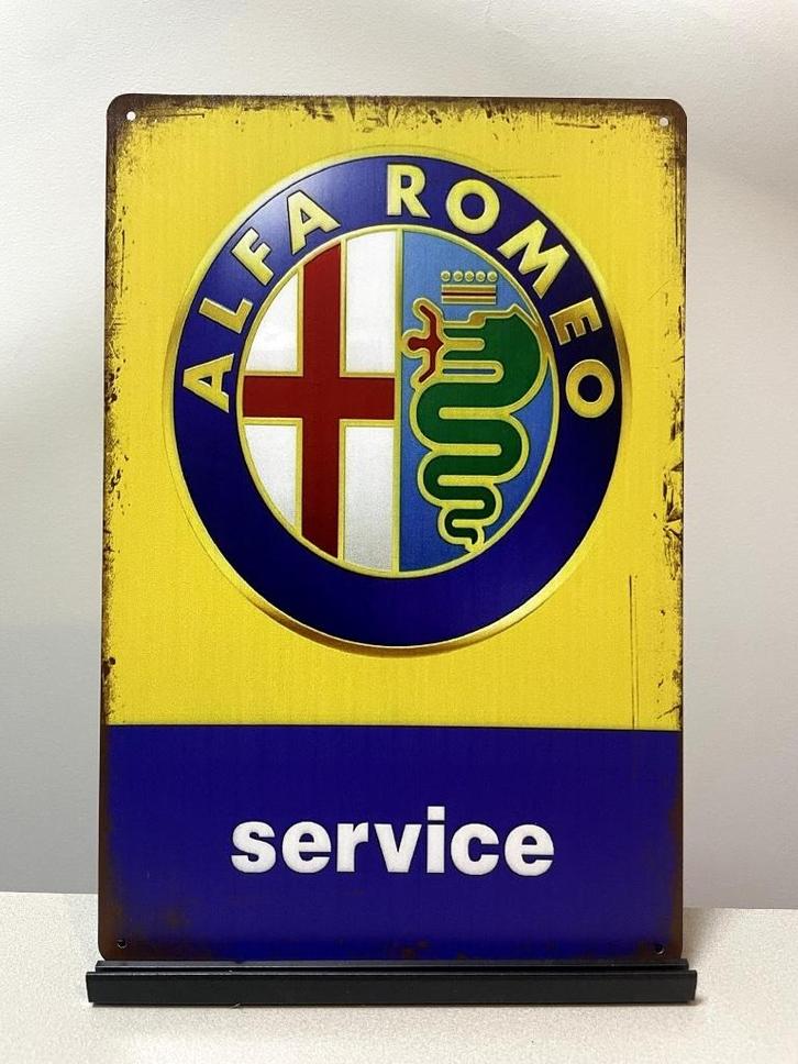 Alfa Romeo Service metalen reclamebord (Old Look), Verzamelen, Automerken, Motoren en Formule 1, Nieuw, Auto's, Ophalen of Verzenden