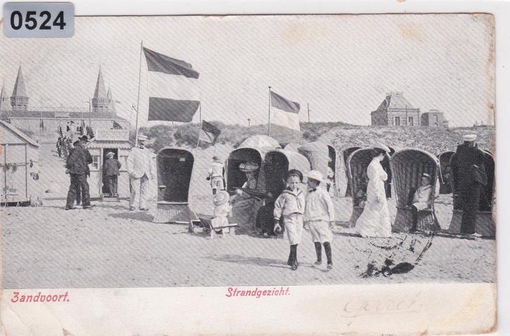 150524 Strandgezicht Zandvoort gelopen mooie oude kaart 1905, Verzamelen, Ansichtkaarten | Nederland, Gelopen, Noord-Holland, Voor 1920