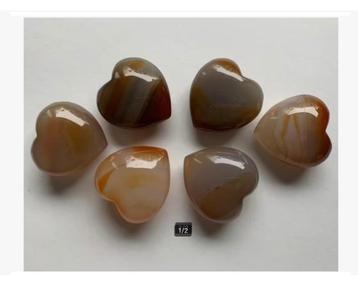 6 x Agaat Harten, 30 gram p.st./ 3 x 3 cm, pr.p.stuk beschikbaar voor biedingen