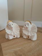 Vintage Pierrot Beeldjes - Wit met Goud, Ophalen of Verzenden