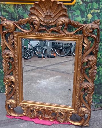 Mooie barok spiegel met facetgeslepen glas 90 x 122 cm beschikbaar voor biedingen