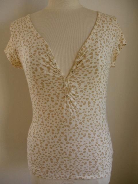 H&M t- shirt ecru camel bruine hartjes maat S - nieuw -, Kleding | Dames, T-shirts, Nieuw, Maat 38/40 (M), Beige, Korte mouw, Ophalen of Verzenden